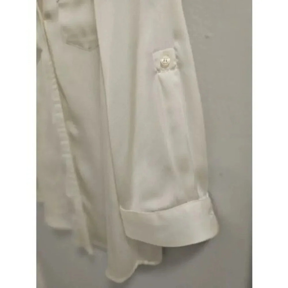The Limited Womens Off White Cream 3/4 Roll Sleeve Blouse Size Small - Picture 3 of 12